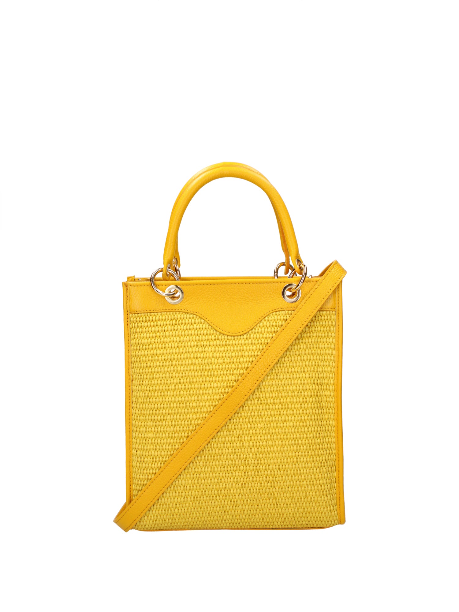 Borsa a mano da donna Misto pelle e tessuto 07149-D04 GIALLO Roberta Rossi