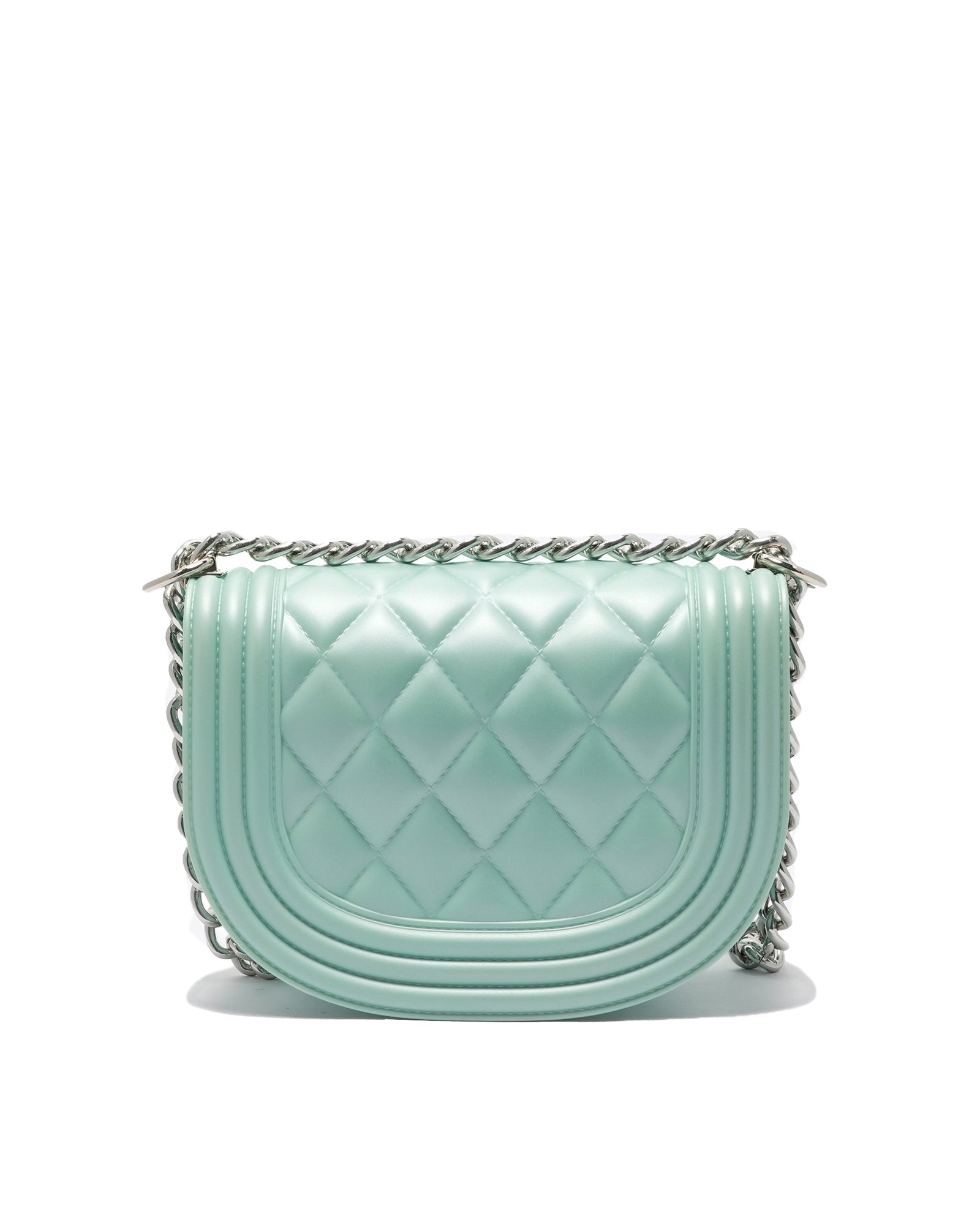 Borsa a mano da donna 100% PVC FLAT ZOE-VERDE ACQUA + SILVER Marc Ellis