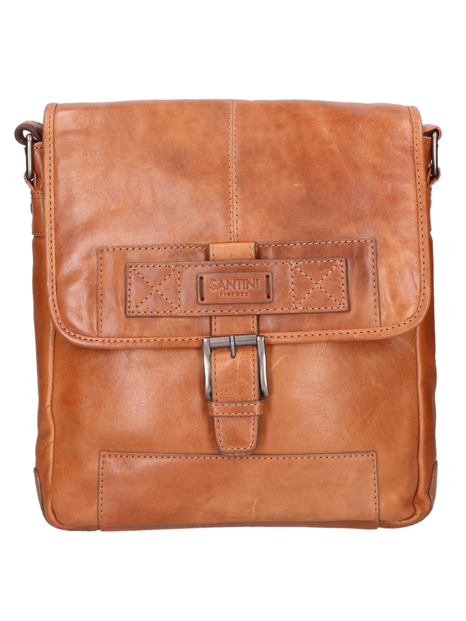 Borsa a tracolla unisex vera pelle 100% pelle SN5861547-TAN Santini Firenze