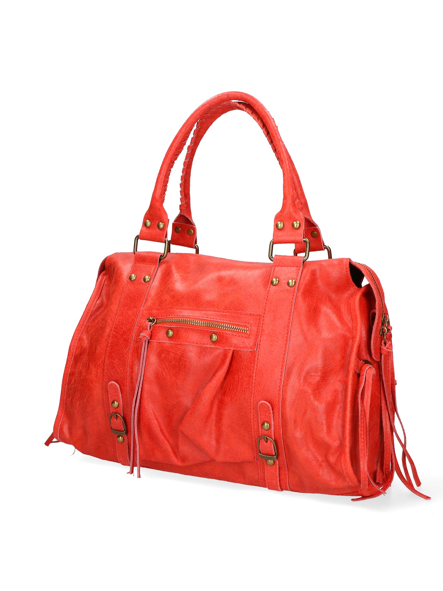 Elara Borsa a spalla da donna Vera pelle 06090-ROSSO MEDIO Gave Lux