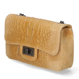Camilla Borsa a tracolla da donna Pelle scamosciata croco 10029-CUOIO Gave Lux