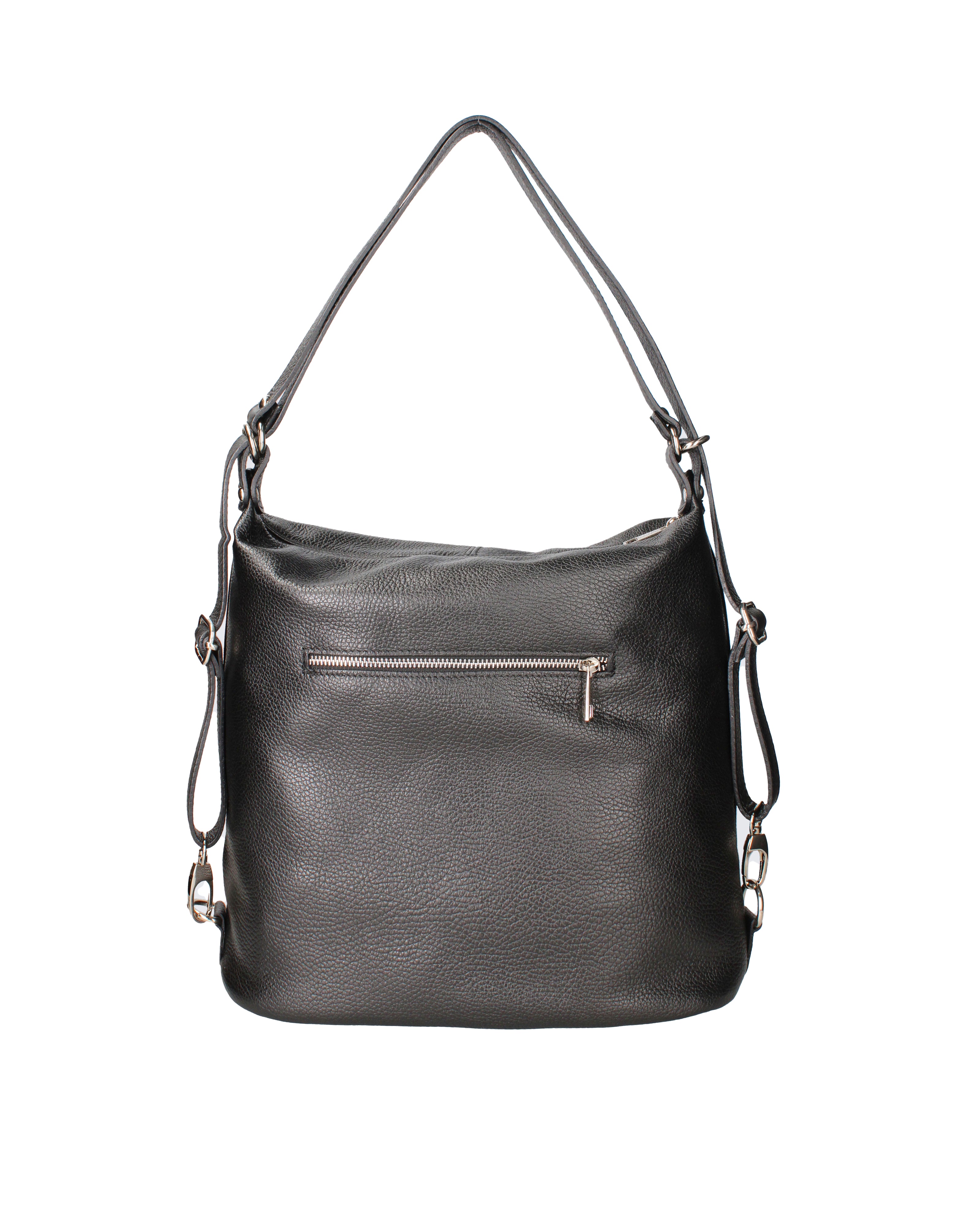 Vera pelle 07135-D28 NERO Borsa a spalla convertibile Anjelica Viola Castellani