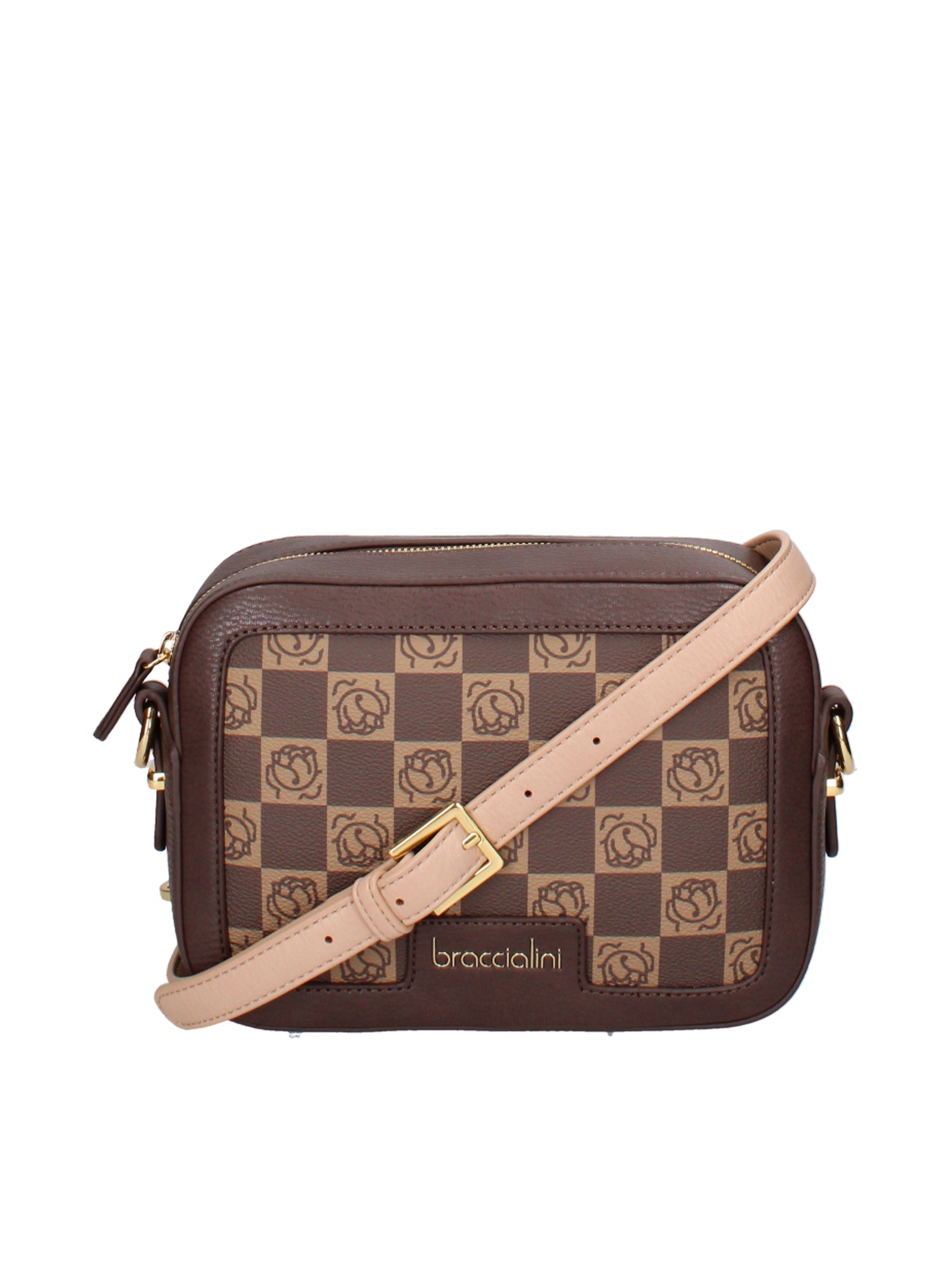 Brisella Borsa a tracolla da donna 100% poliuretano B16175-MARRONE Braccialini