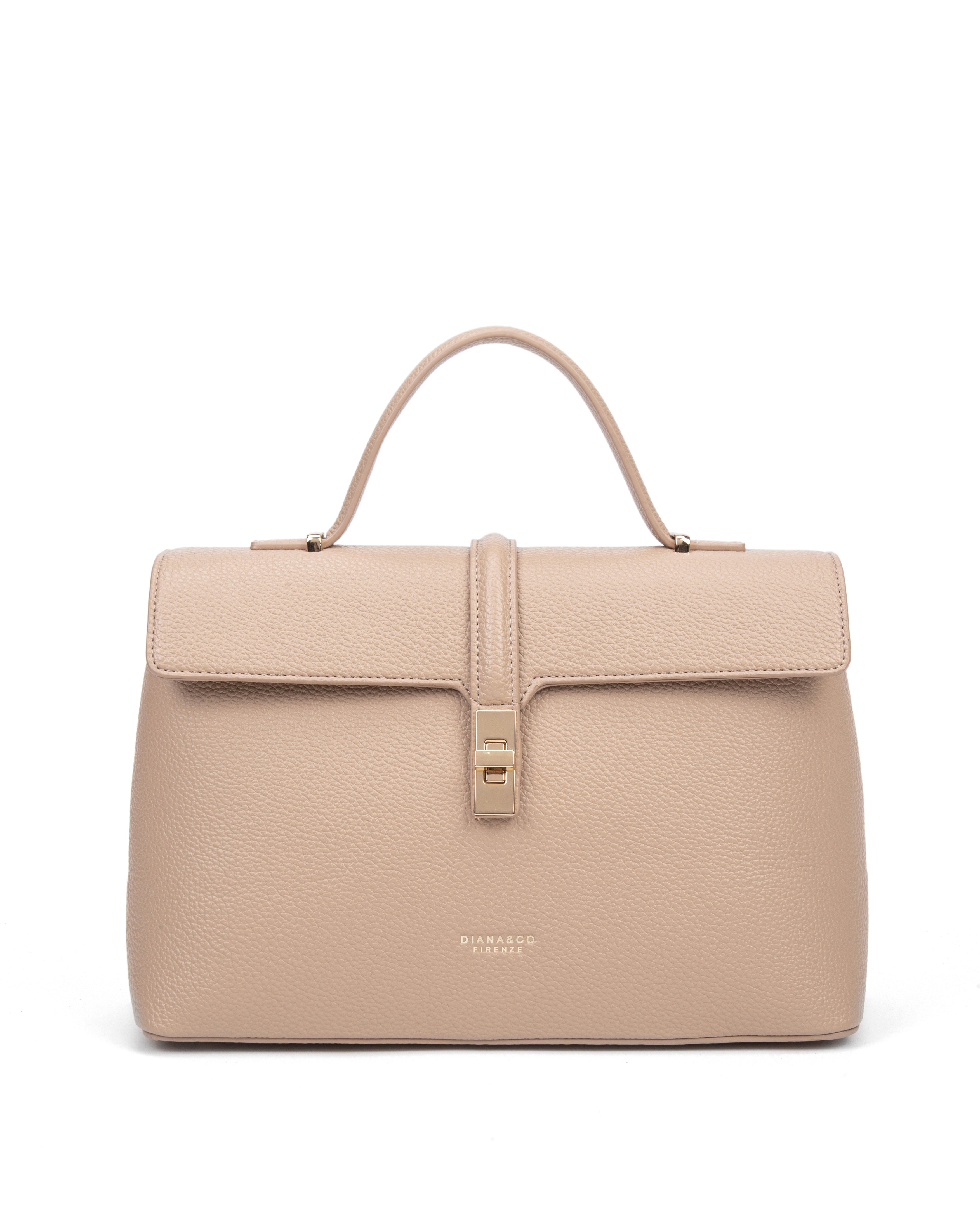Borsa a mano da donna 100% pelle vegana PU 755-2PT-CAFFELATTE Diana&co