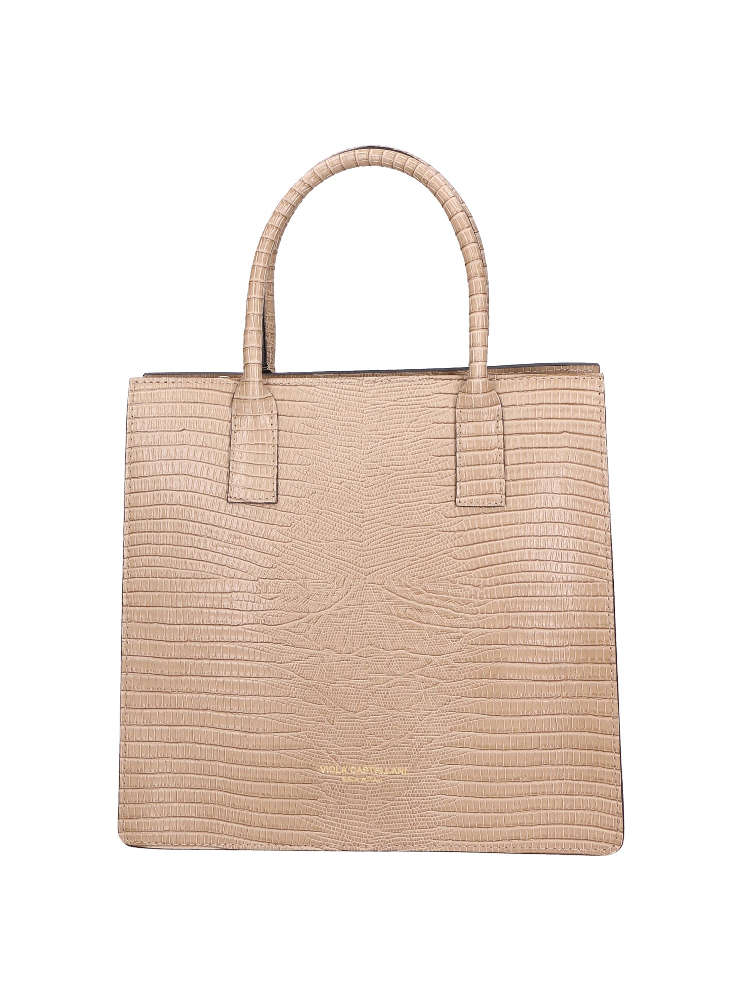 Giulia Borsa a mano da donna Vera pelle effetto cocco 468W-LU05 TAUPE CHIARO Viola Castellani