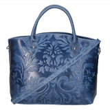 Enza Borsa a mano da donna Vera pelle 8007023FBG-012 BLU JEANS Gave Lux