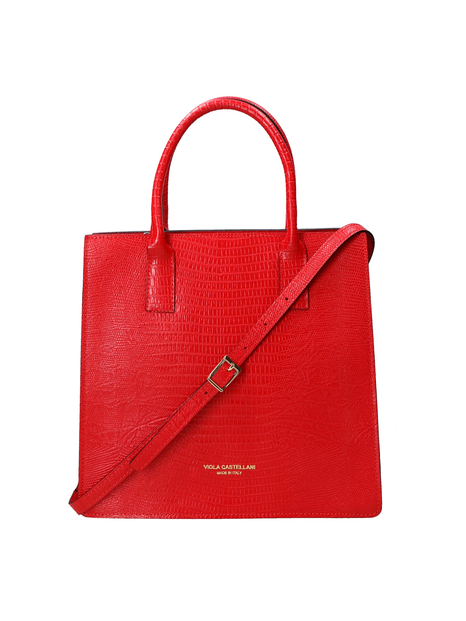 Giulia Borsa a mano da donna Vera pelle effetto cocco 468W-LU58 ROSSO Viola Castellani