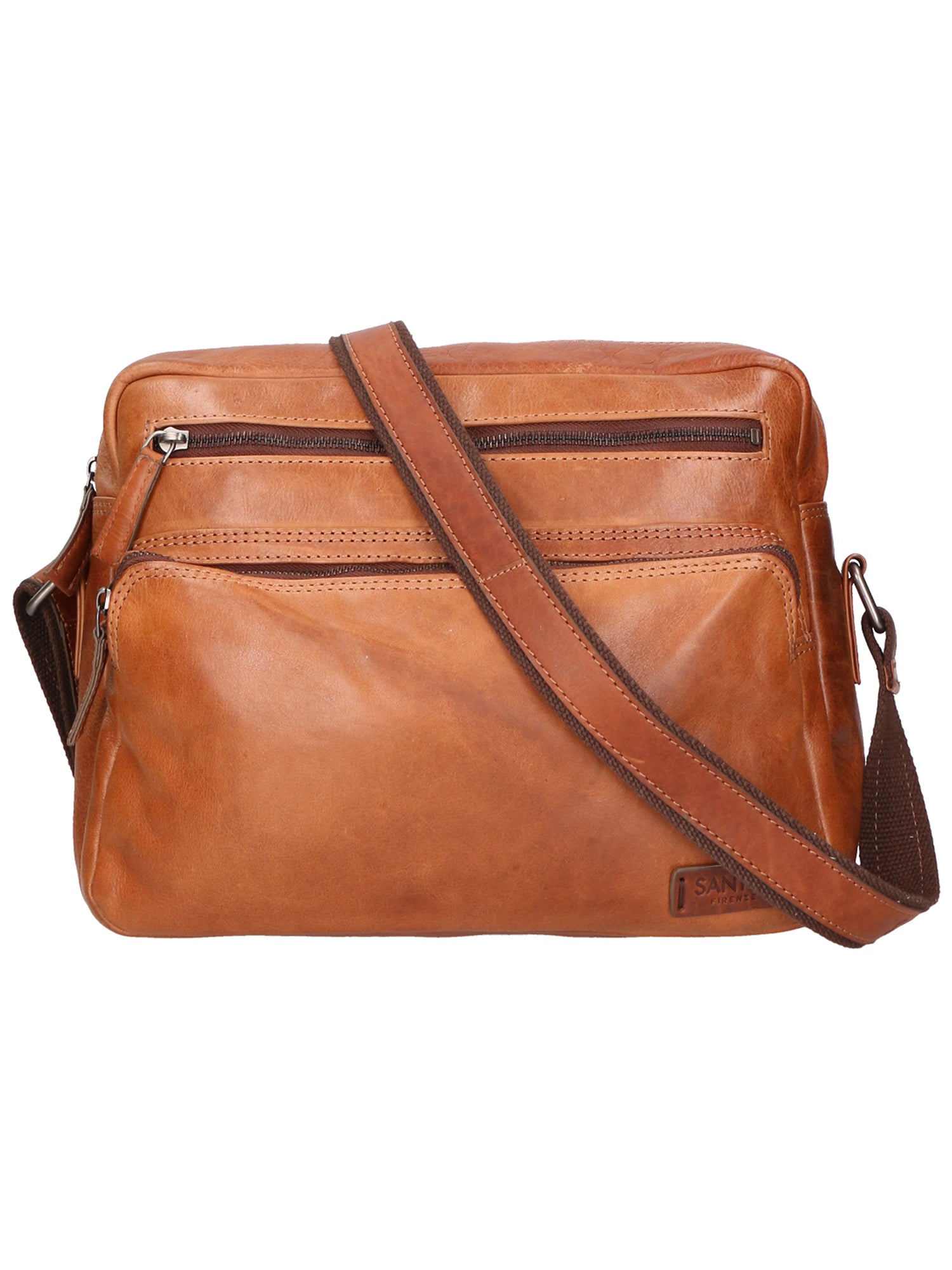 Borsa a tracolla unisex in vera pelle 100% pelle di vacchetta SN5862747-TAN Santini Firenze