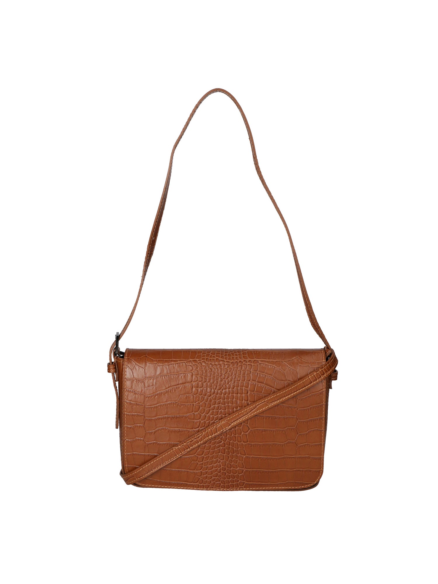 Azzurra Borsa a spalla da donna Vera pelle croco 05699-C17 CUOIO COGNAC Gave Lux