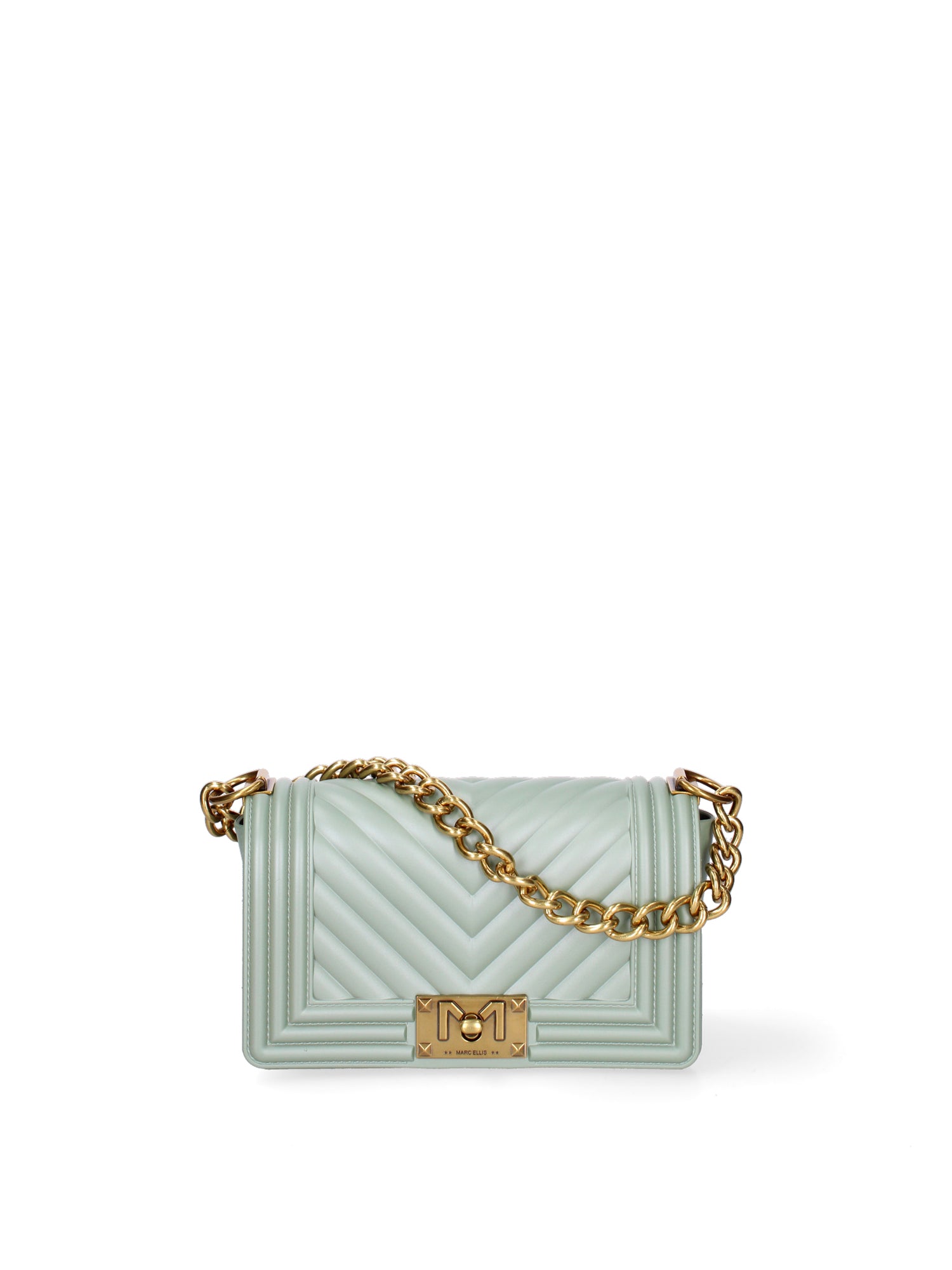 Borsa a mano da donna 100% Pvc FLAT-S 24-OLIVE - LIGHT OTTONE Marc Ellis