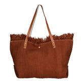 Agnese Borsa Shopper da donna Cotone e pelle 04649-D21 MARRONE BROWN Gave Lux