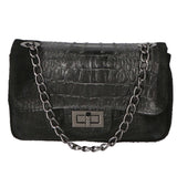 Camilla Borsa a tracolla da donna Pelle scamosciata croco 10029-NERO Gave Lux