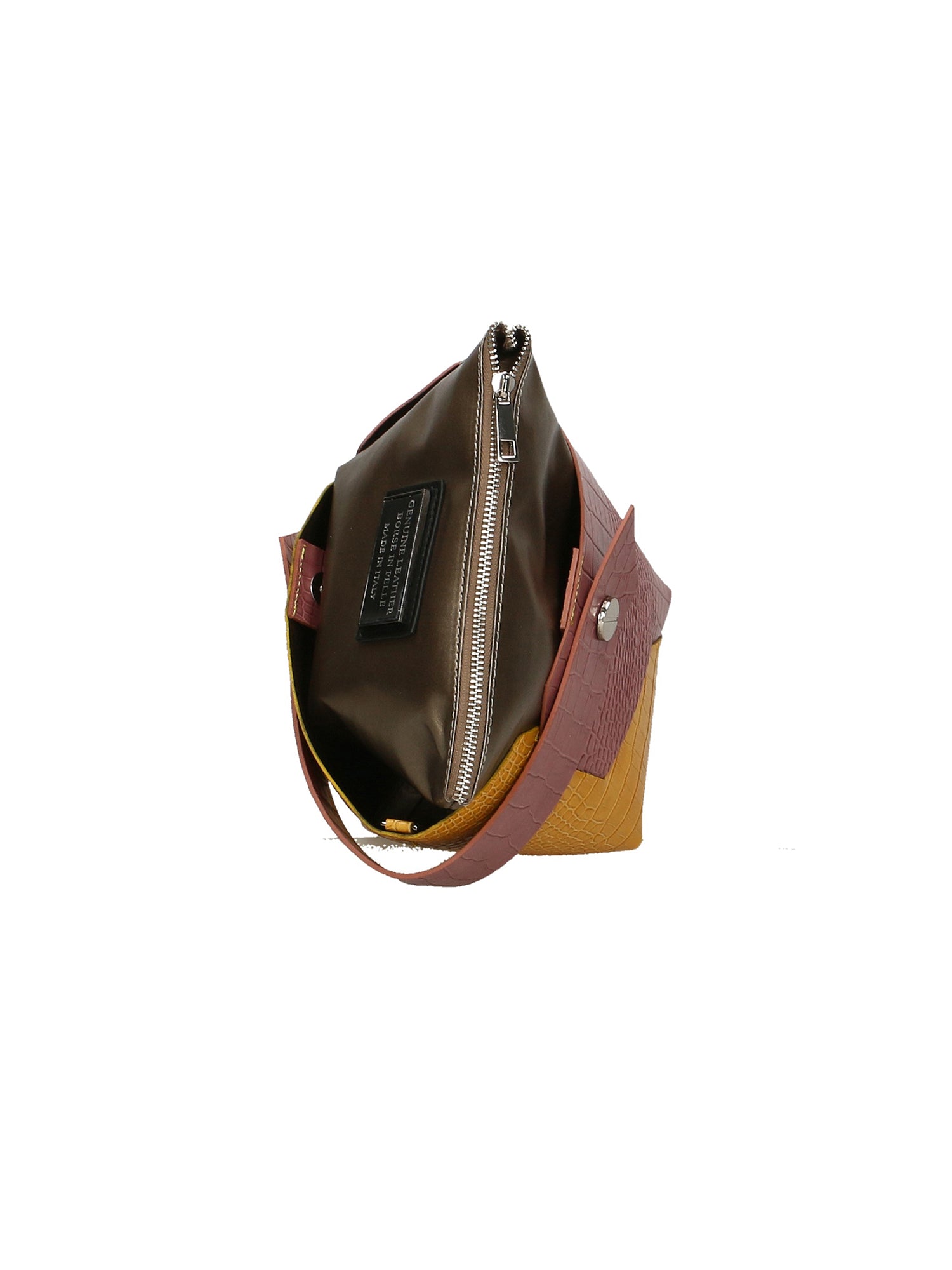 Ombretta Borsa a mano da donna Vera pelle 00643-C73+C36 MALVA+SENAPE MUSTARD Gave Lux