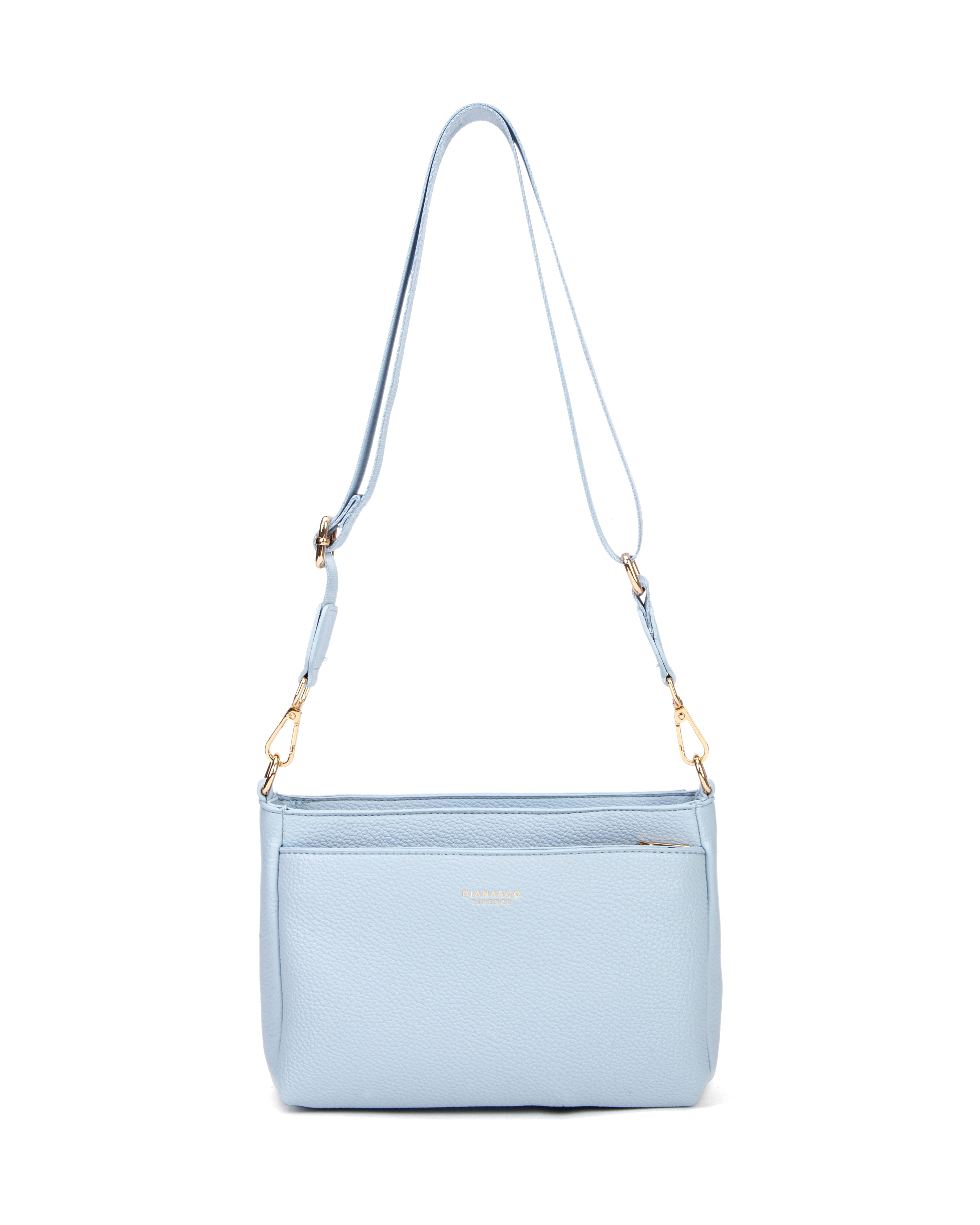 Borsa a spalla da donna 100% pelle vegana PU 703-1PT-LIGHTBLUE Diana&co