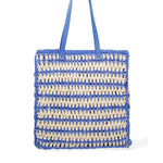 Borsa a spalla da donna Paglia intrecciata 07383-BLUE G88A Viola Castellani
