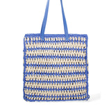 Borsa a spalla da donna Paglia intrecciata 07383-BLUE G88A Viola Castellani