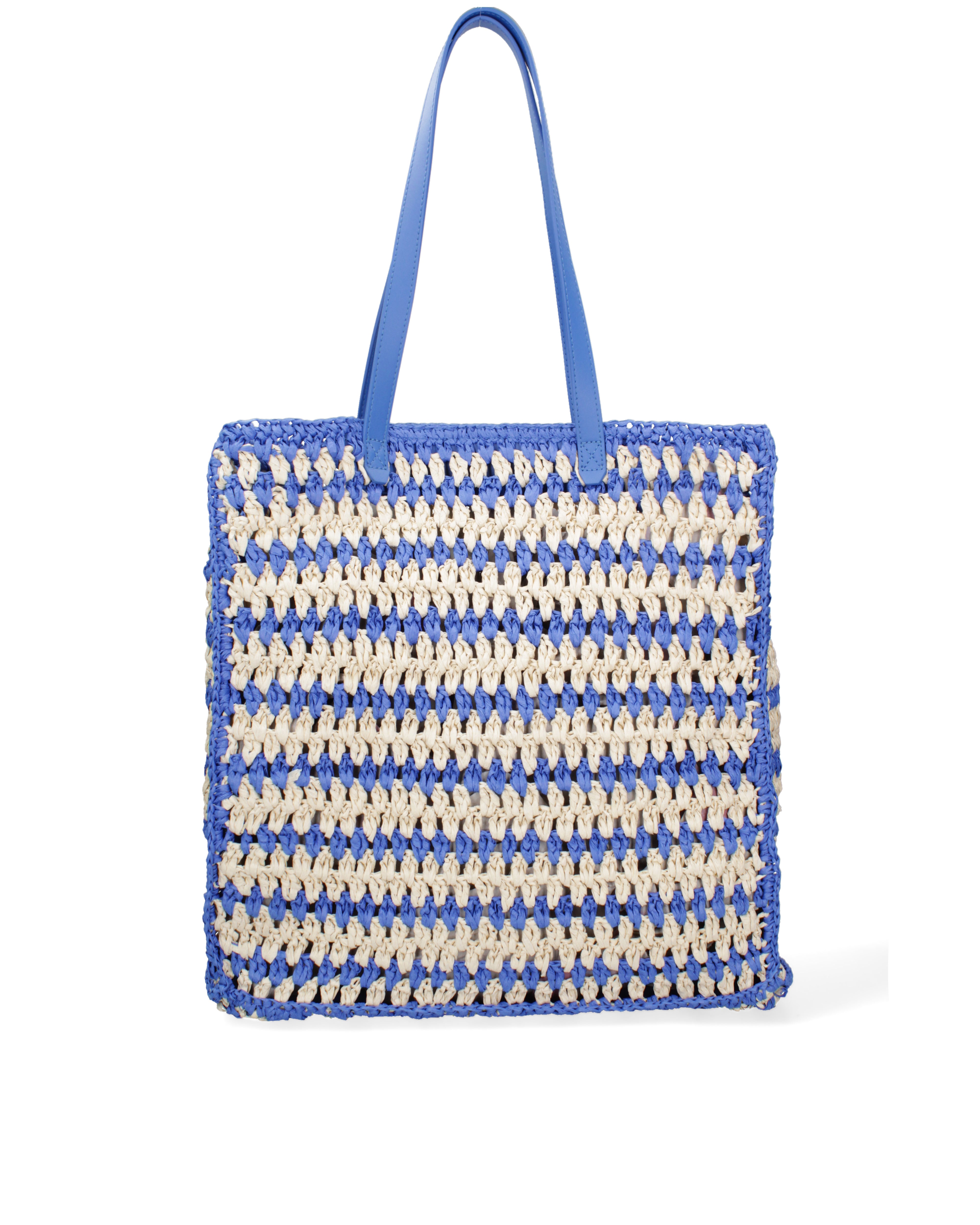 Borsa a spalla da donna Paglia intrecciata 07383-BLUE G88A Viola Castellani