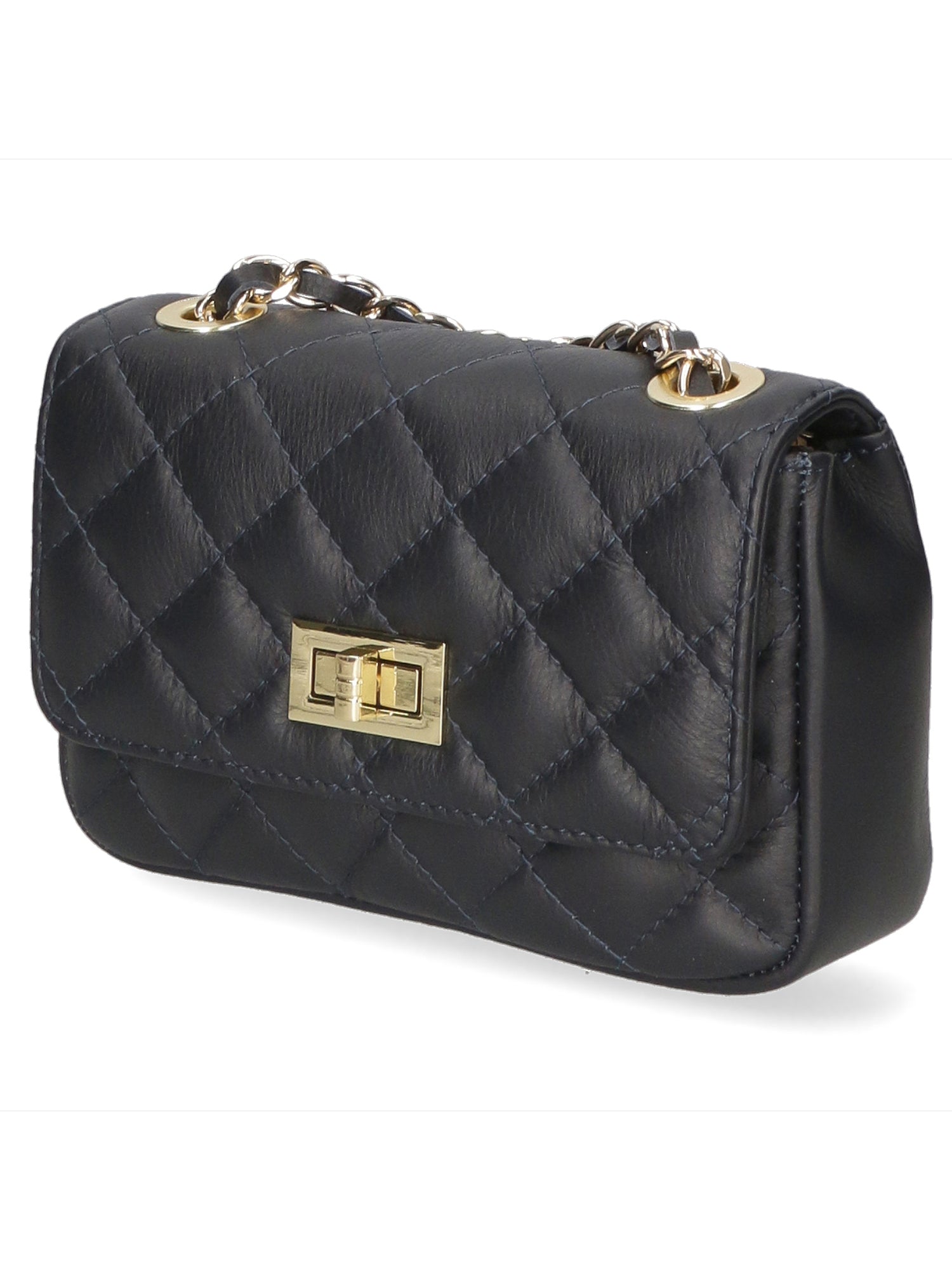 Carolina Borsa a spalla da donna Vera pelle 1073-S24 BLU JEANS Gave Lux