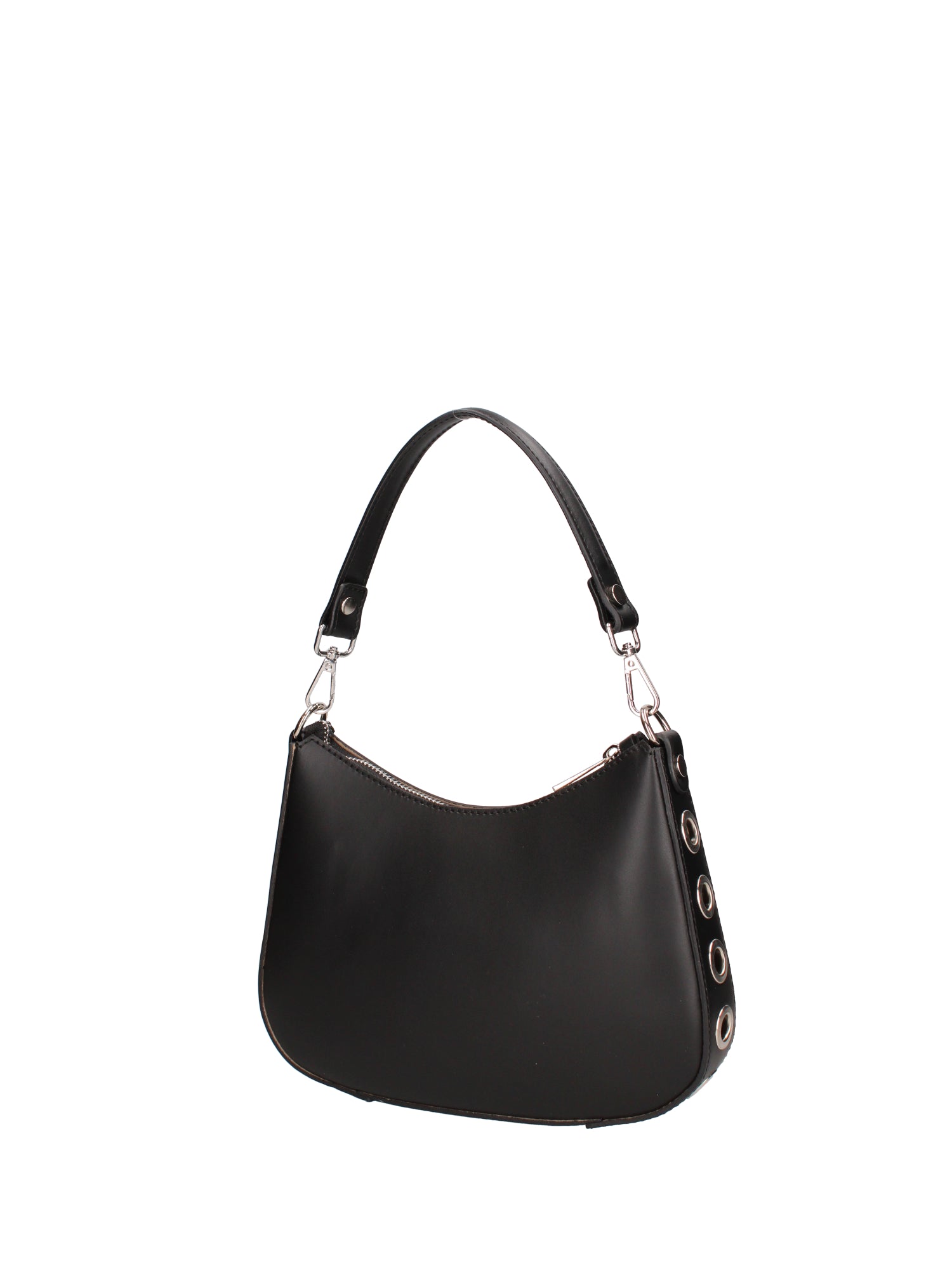 Borsa a spalla da donna 100% pelle ruga 07241-NERO Roberta Rossi