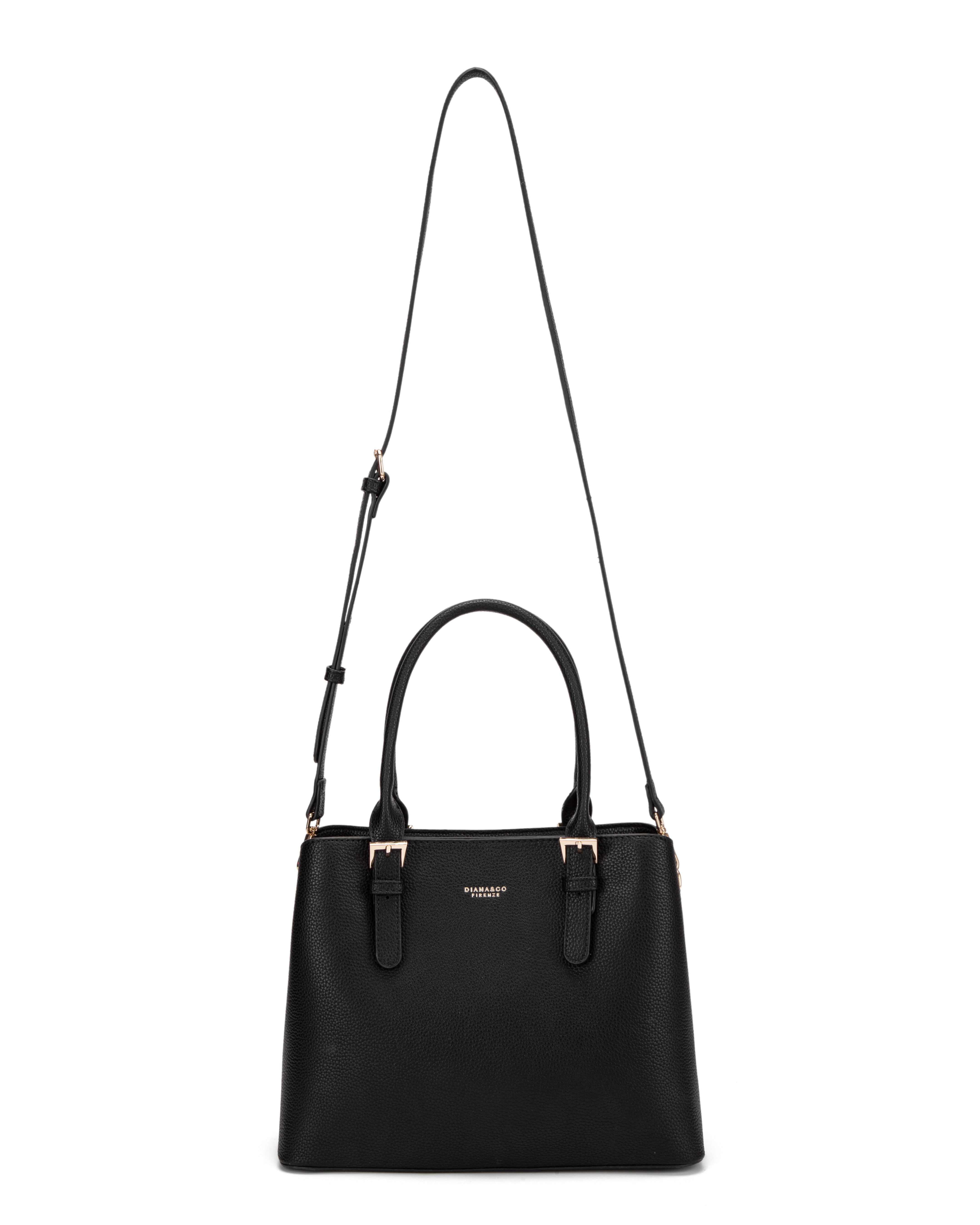 Borsa a mano da donna 100% pelle vegana PU 716-2PT-BLACK Diana&co