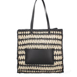 Borsa a spalla da donna Paglia intrecciata 07383-BLACK G12 Viola Castellani