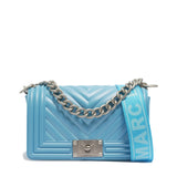 Borsa a mano da donna 100% Pvc FLAT S-NORSE BLUE + OFF SILVER Marc Ellis