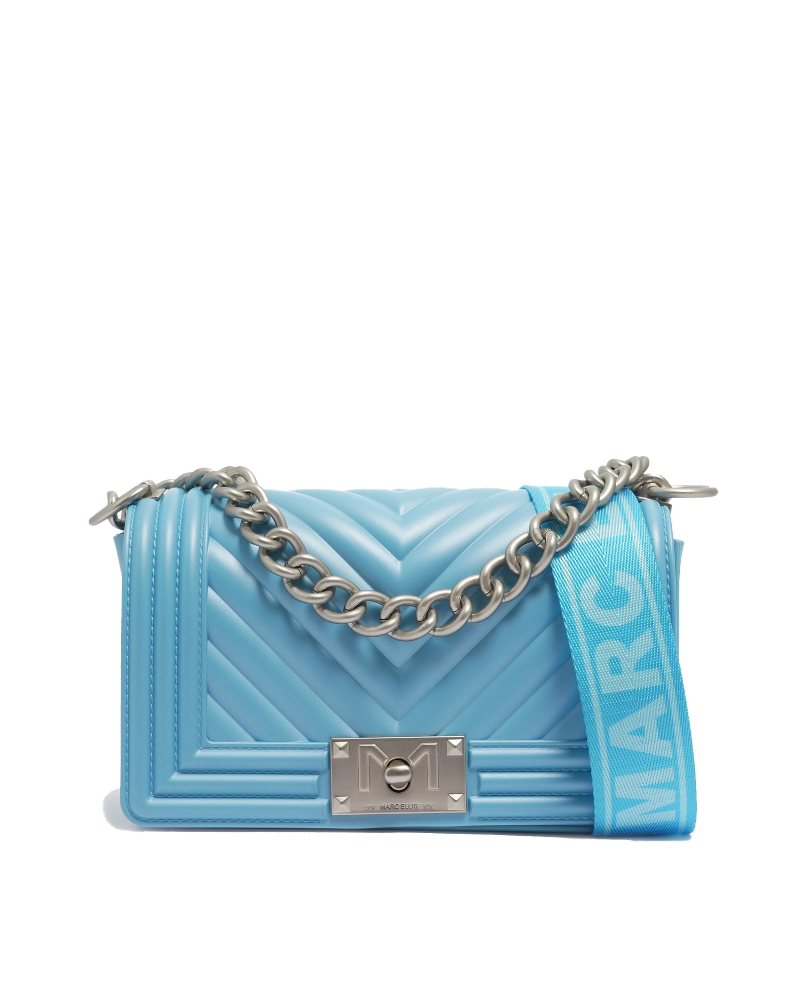 Borsa a mano da donna 100% Pvc FLAT S-NORSE BLUE + OFF SILVER Marc Ellis