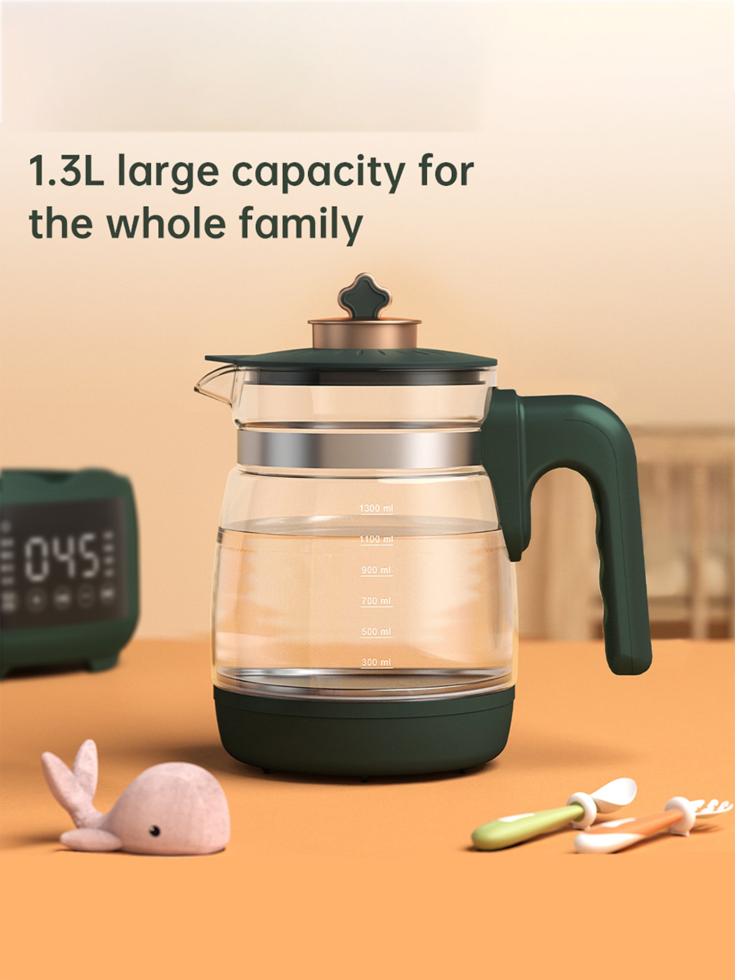 Unisex Scaldalatte Elettrico in Plastica e Vetro 24 Mesi Garanzia ACN-3841A1-Green Volkshin