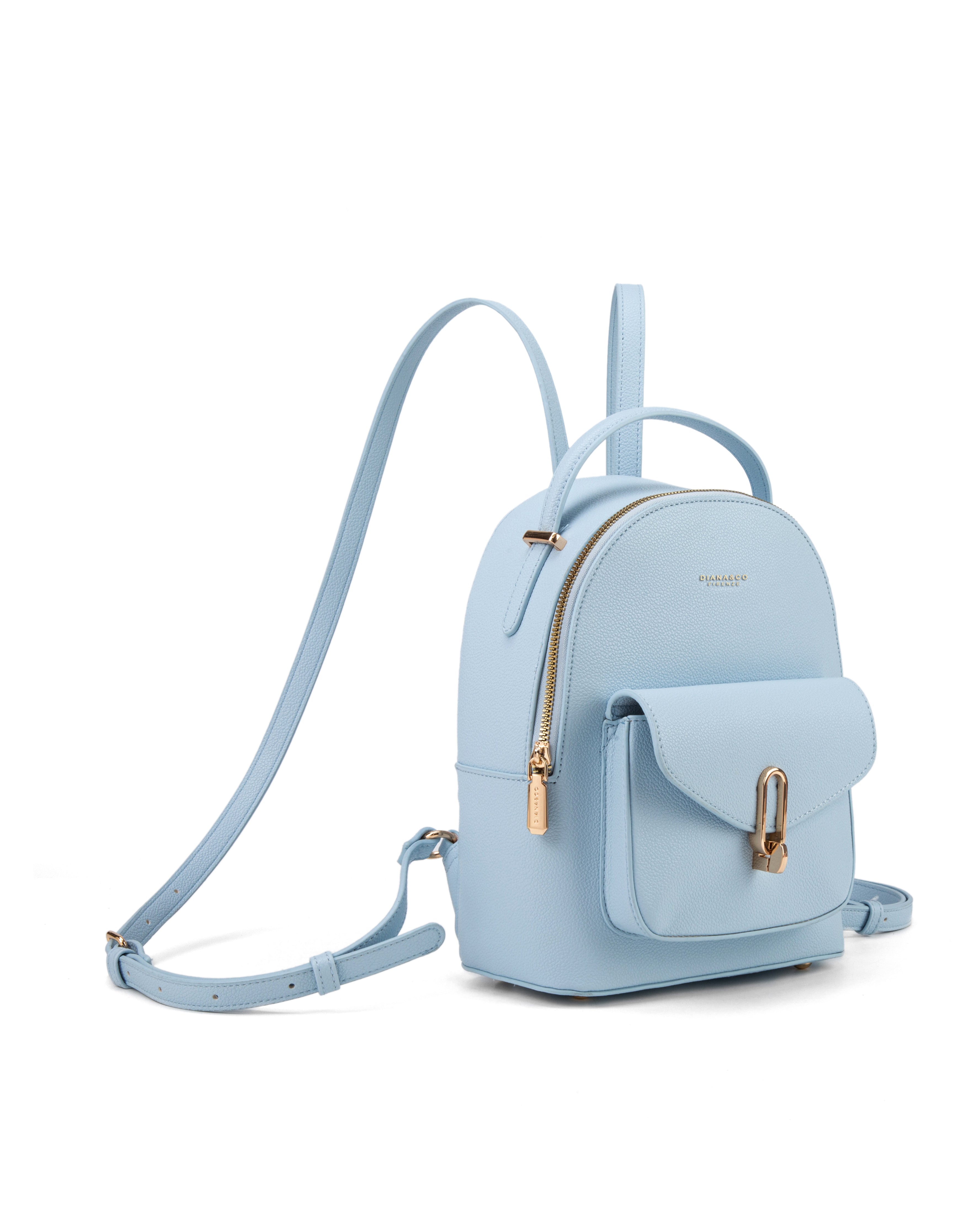 Zaino da donna in pelle vegana Casual 712-3PT-LIGHTBLUE Diana&co