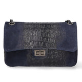 Edvige Borsa a spalla da donna Pelle Croco Stampata 80045-BLU Gave Lux