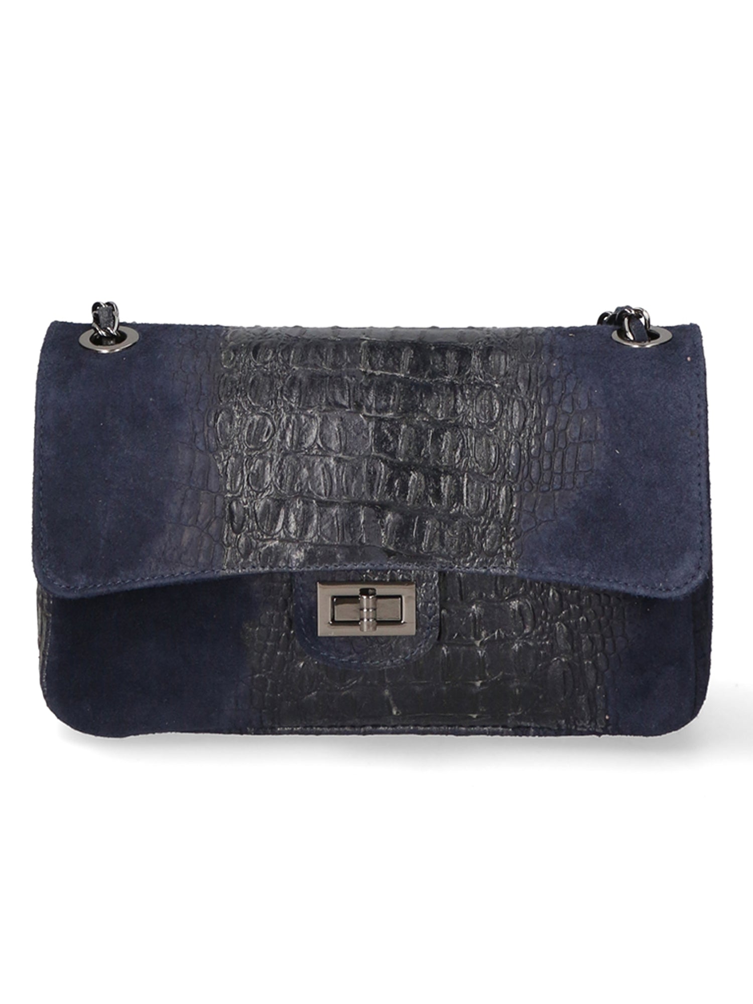 Edvige Borsa a spalla da donna Pelle Croco Stampata 80045-BLU Gave Lux