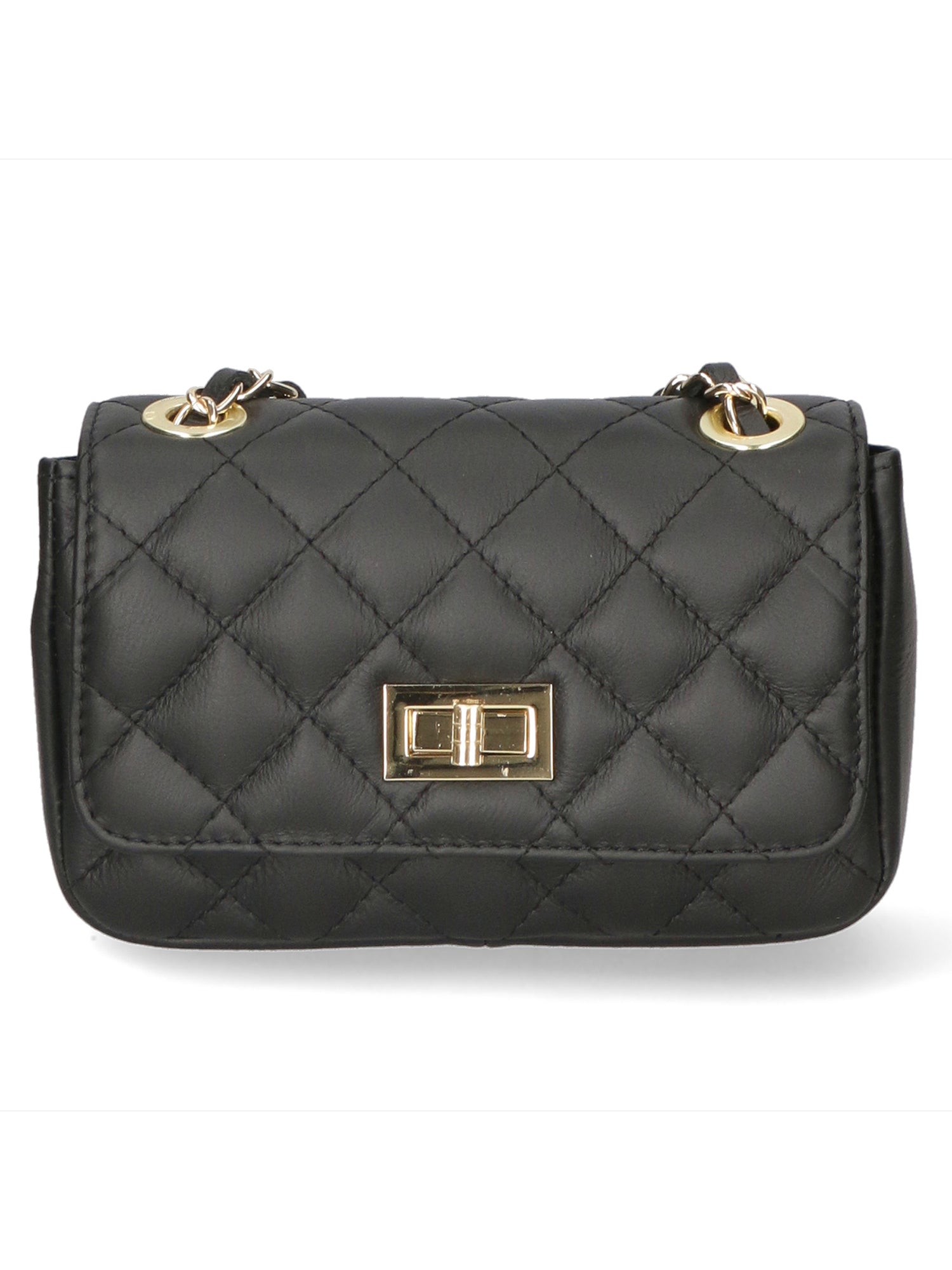 Carolina Borsa a spalla da donna Vera pelle 1073-NERO BLACK Gave Lux