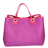 Amanda Borsa a mano da donna Vera pelle e paglia 05168-436 D02 FUXIA Gave Lux