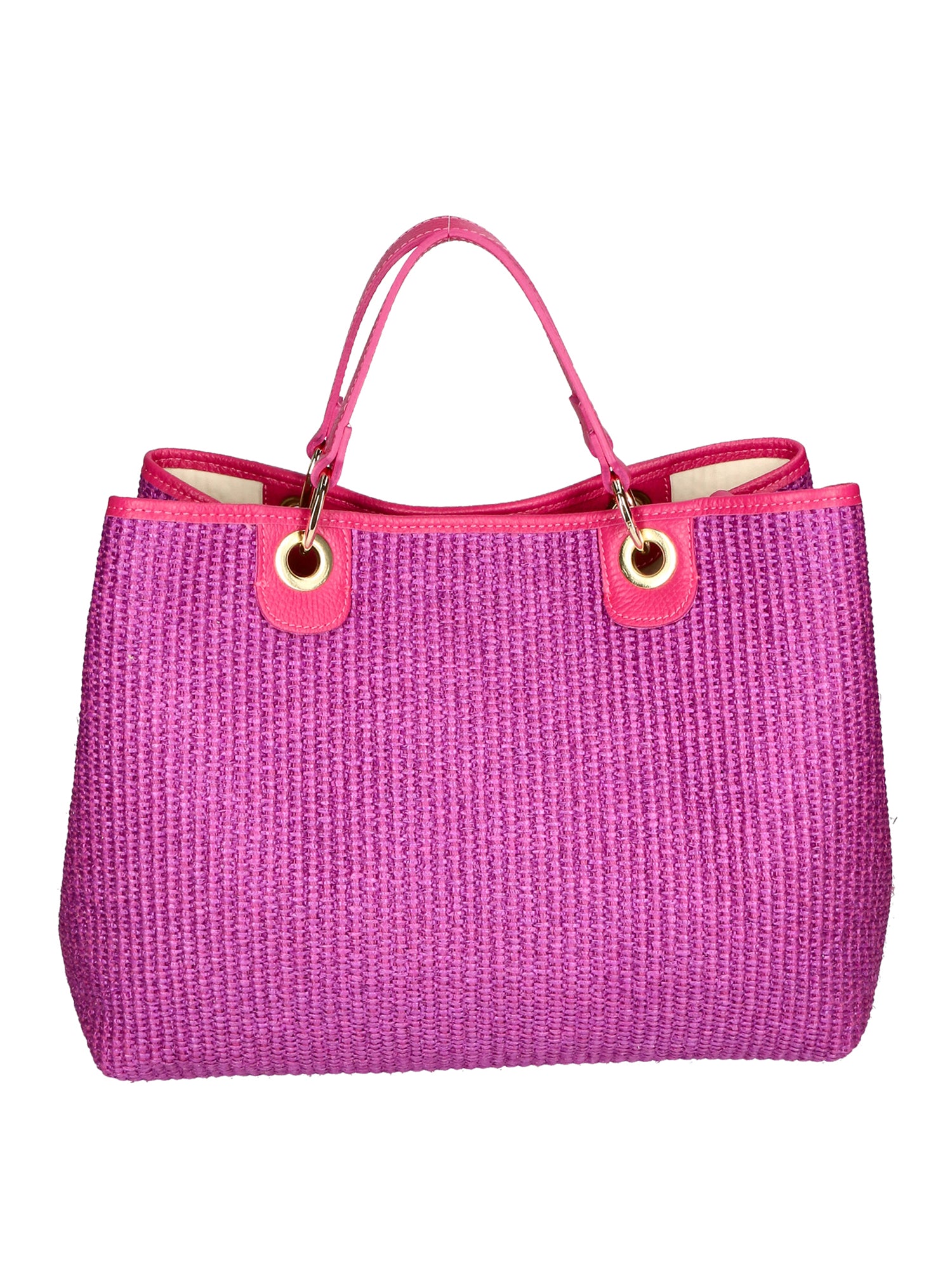 Amanda Borsa a mano da donna Vera pelle e paglia 05168-436 D02 FUXIA Gave Lux
