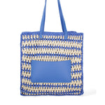 Borsa a spalla da donna Paglia intrecciata 07383-BLUE G88A Viola Castellani