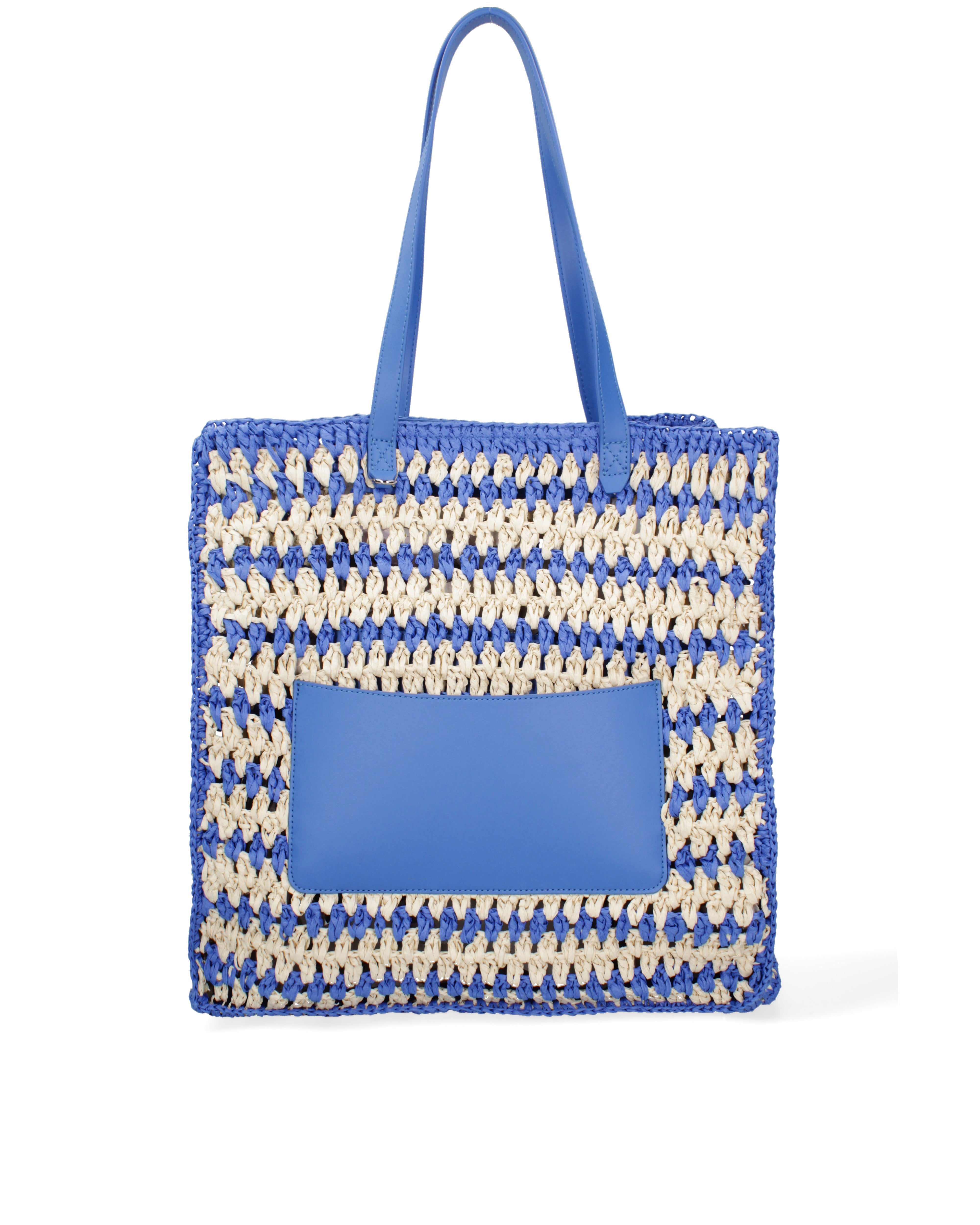 Borsa a spalla da donna Paglia intrecciata 07383-BLUE G88A Viola Castellani