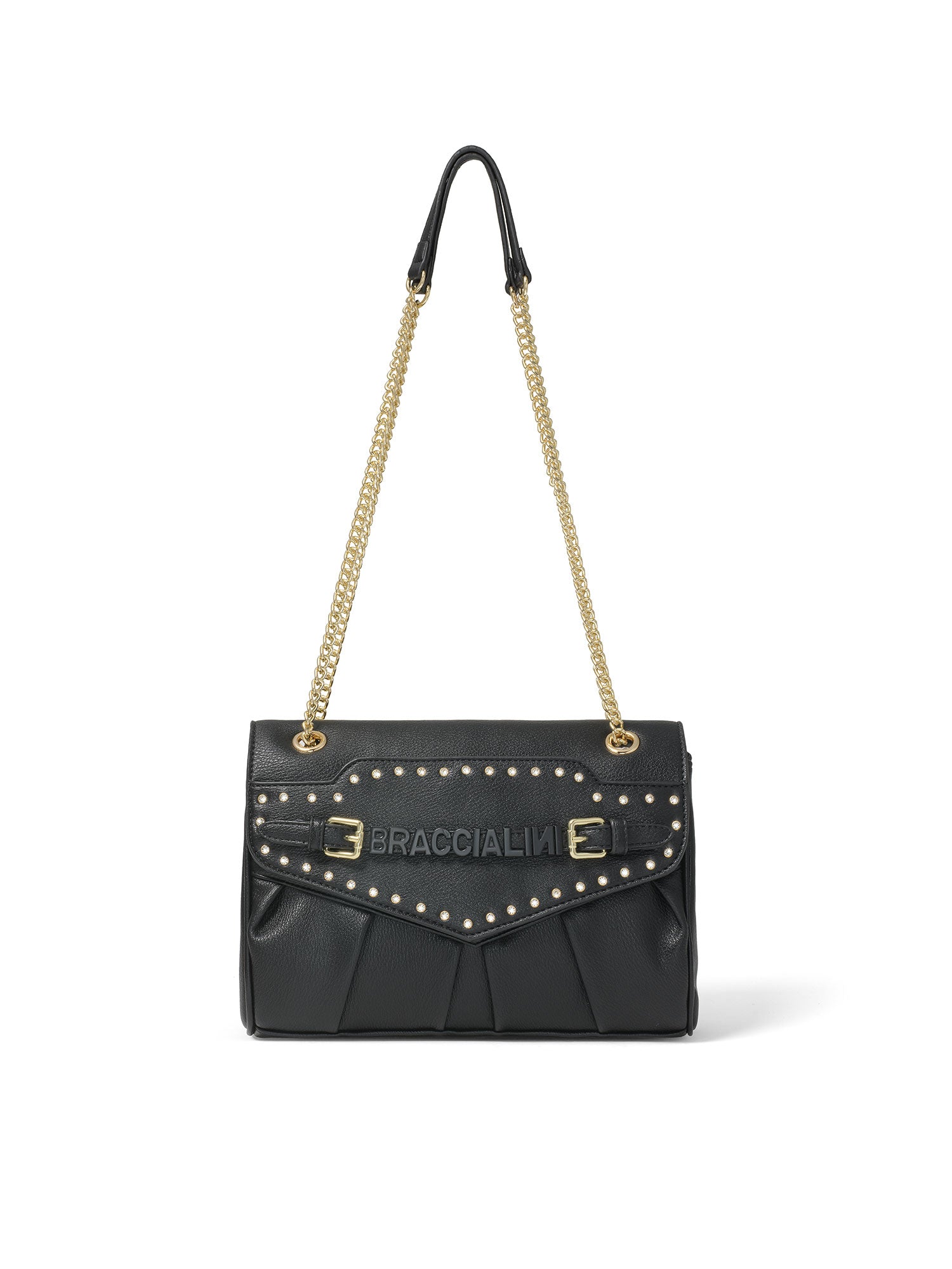 Elora Elite Borsa a spalla da donna 100% poliuretano B17131-NERO Braccialini