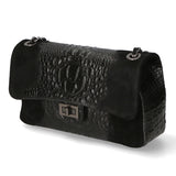 Edvige Borsa a spalla da donna Pelle Croco Stampata 80045-NERO Gave Lux