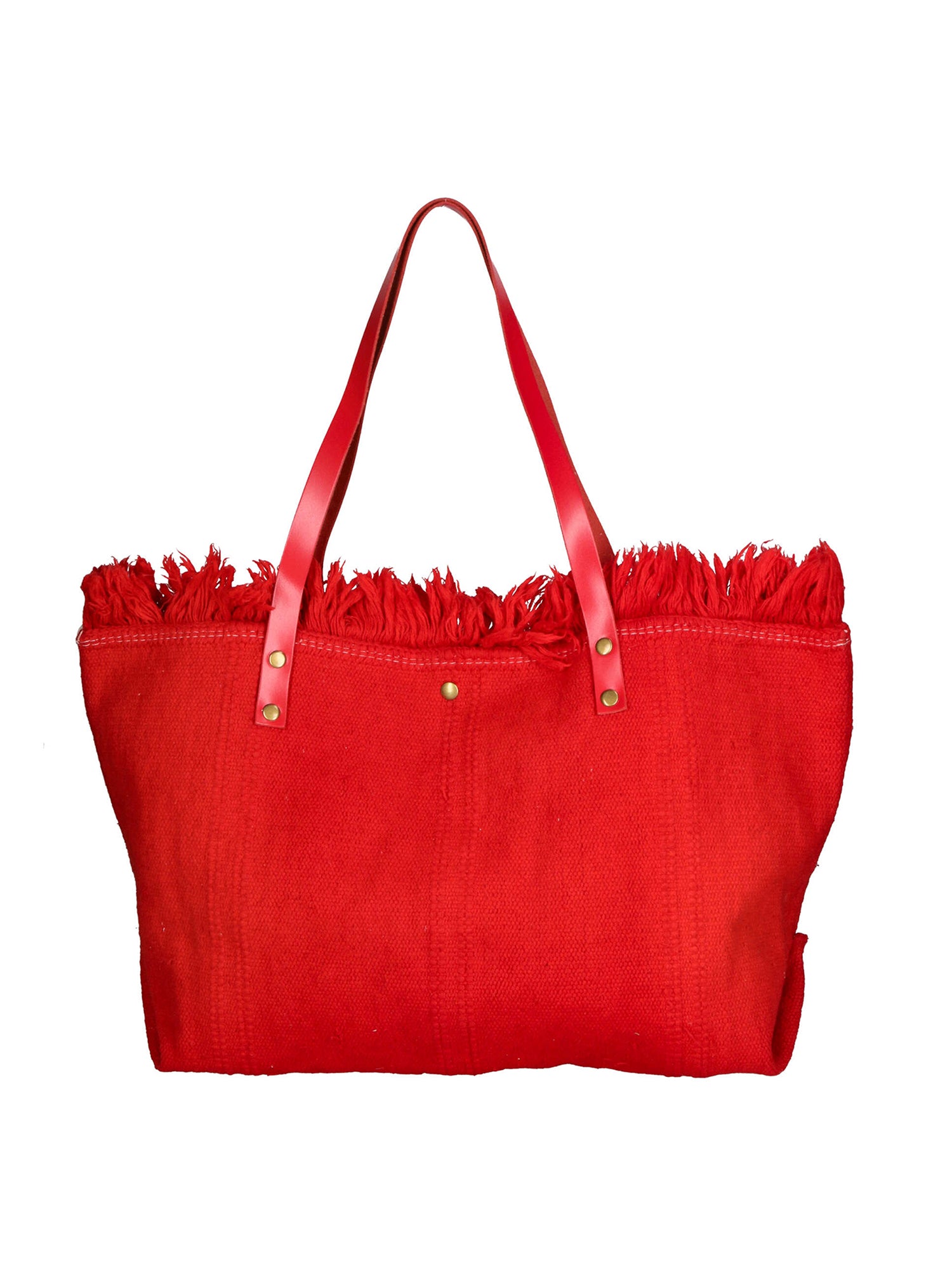 Agnese Borsa Shopper da donna Cotone e pelle 04649-D08 ROSSO RED Gave Lux