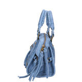 Erisia Borsa a spalla da donna Vera pelle 06091-BLU JEANS Gave Lux