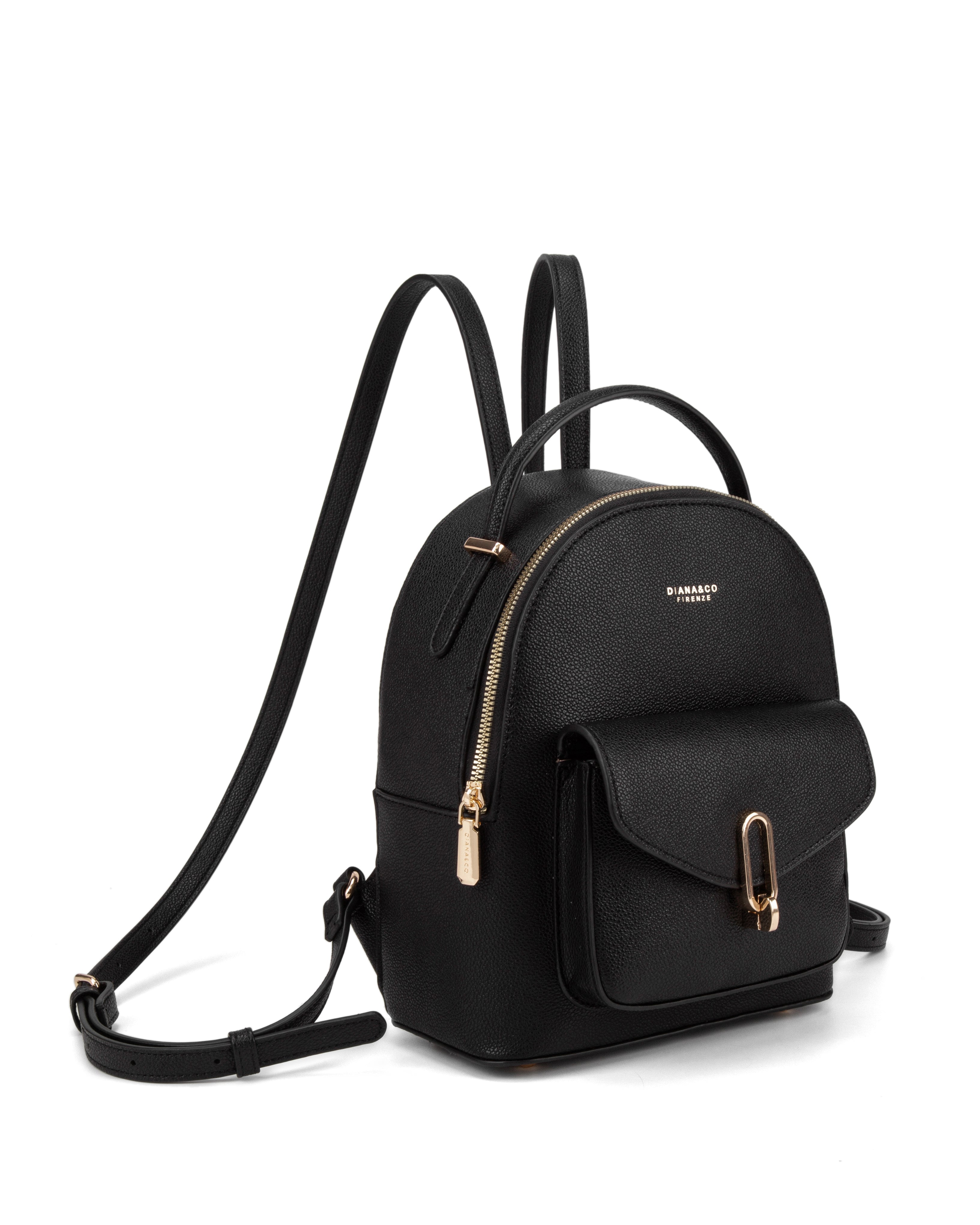 Zaino da donna in pelle vegana Casual 712-3PT-BLACK Diana&co