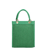 Borsa a mano da donna Misto pelle e tessuto 07149-D47 VERDE Roberta Rossi