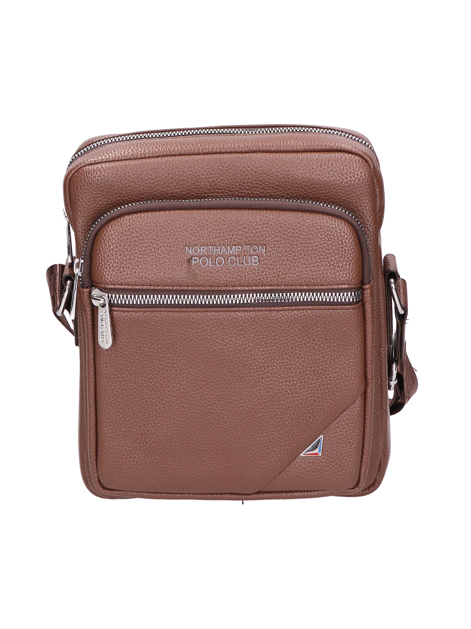 Borsa a tracolla uomo Pelle PU vegana PCL3025-LIGHT BROWN Northampton Polo Club