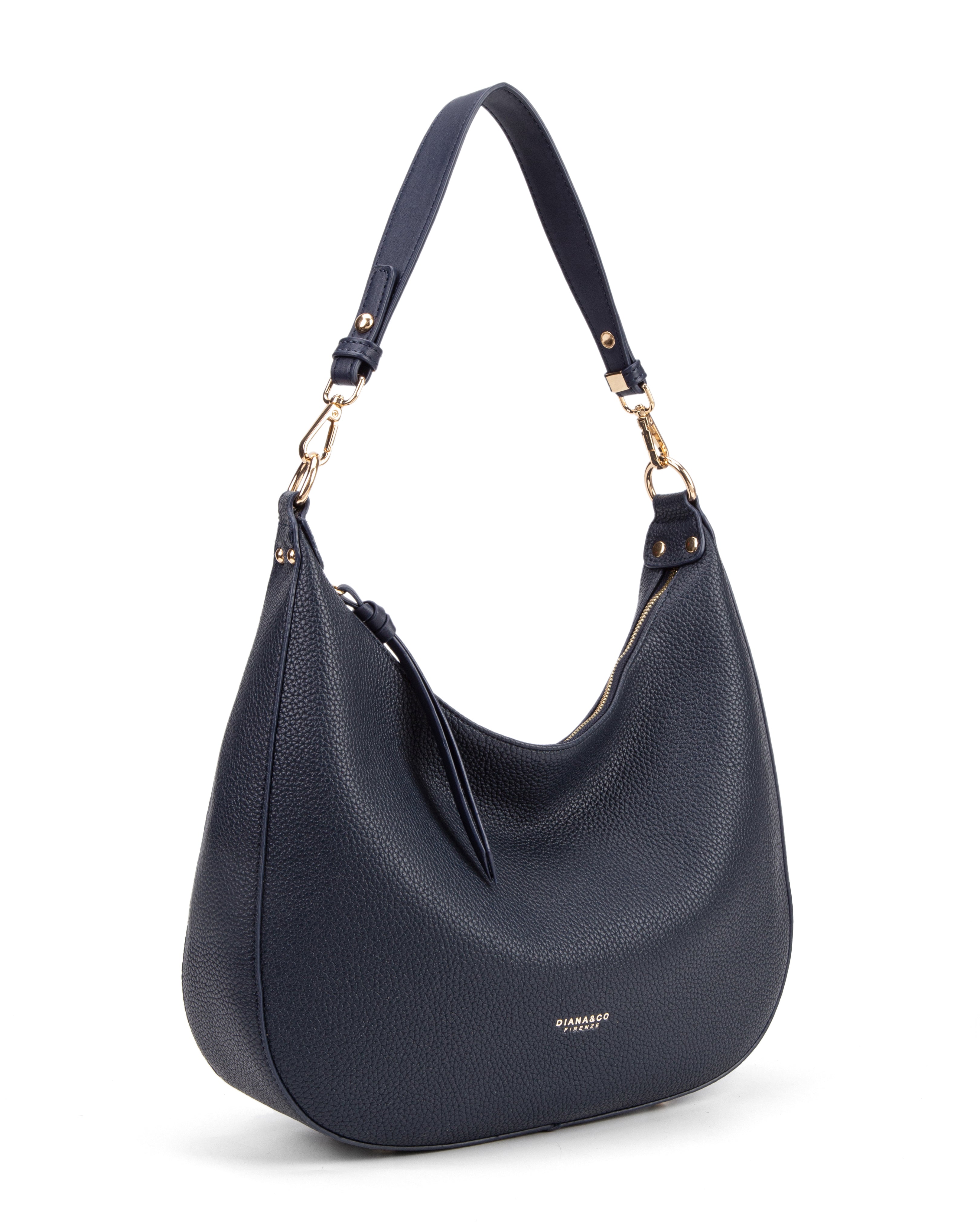 Borsa a spalla da donna 100% pelle vegana PU 715-1PT-NAVYBLUE Diana&co