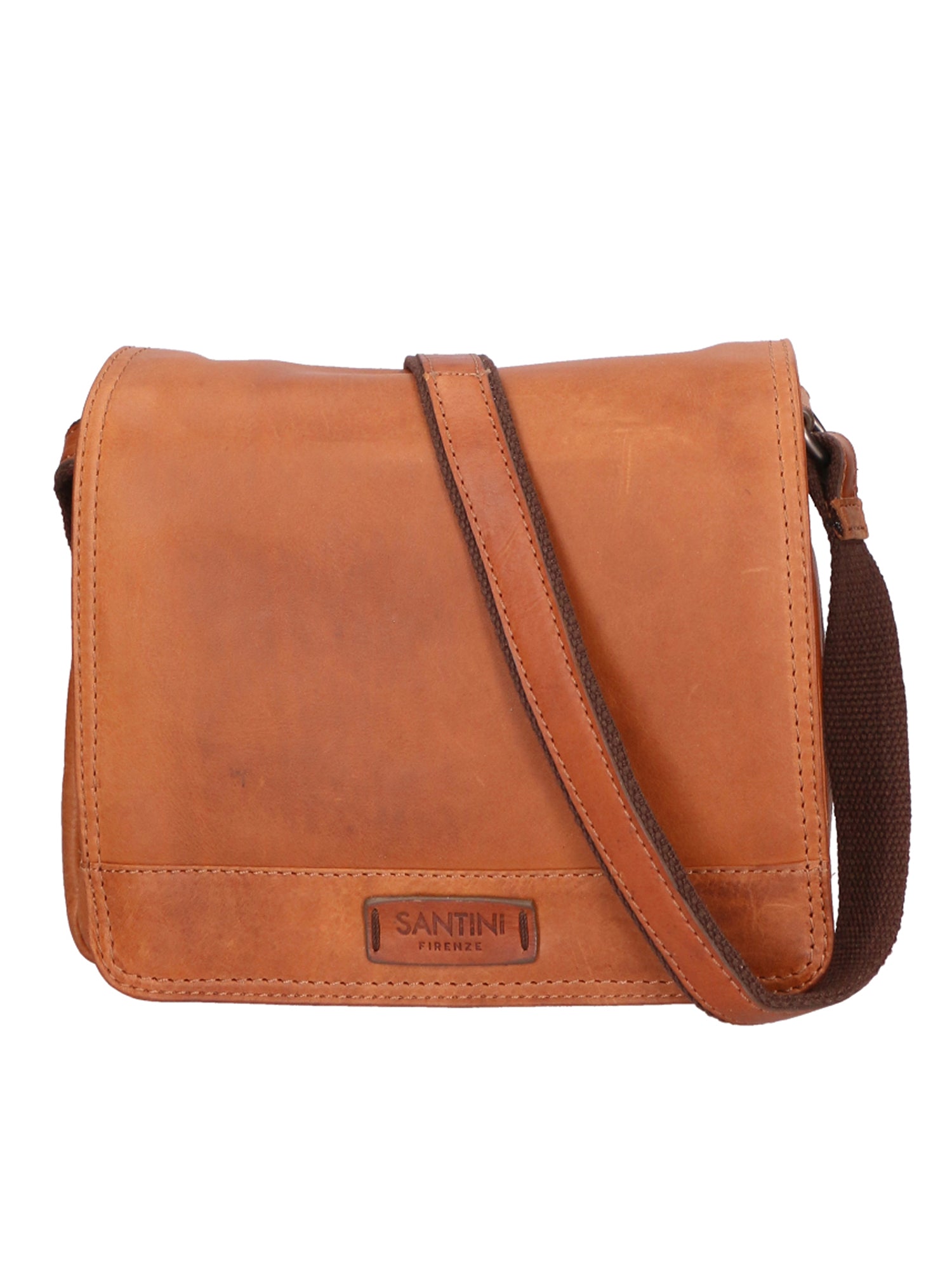 Borsa a tracolla unisex Made in Italy Vera pelle SN5863047-TAN Santini Firenze