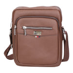 Borsa a tracolla uomo 100% pelle PU PCL3024-LIGHT BROWN Northampton Polo Club