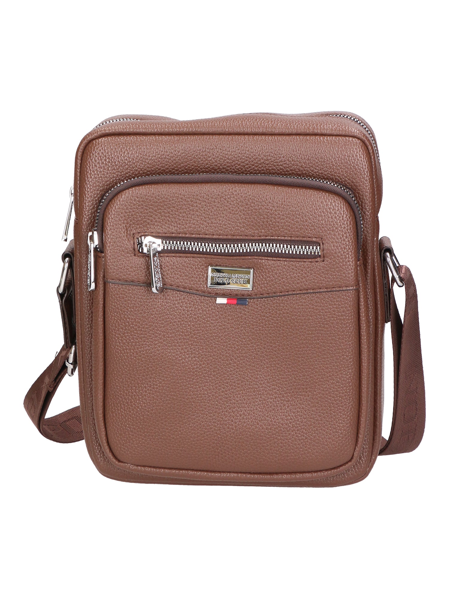 Borsa a tracolla uomo 100% pelle PU PCL3024-LIGHT BROWN Northampton Polo Club