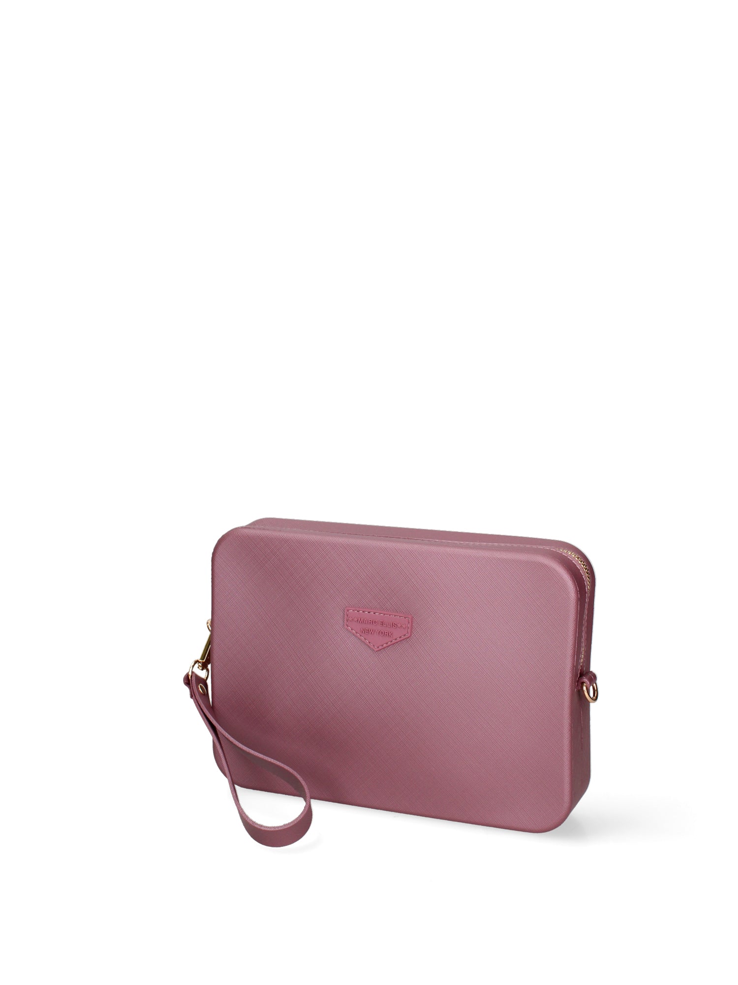 Borsa a tracolla da donna 100% Pvc FLAT-FLOWE-DARK MAUVE - LIGHT GOLD Marc Ellis