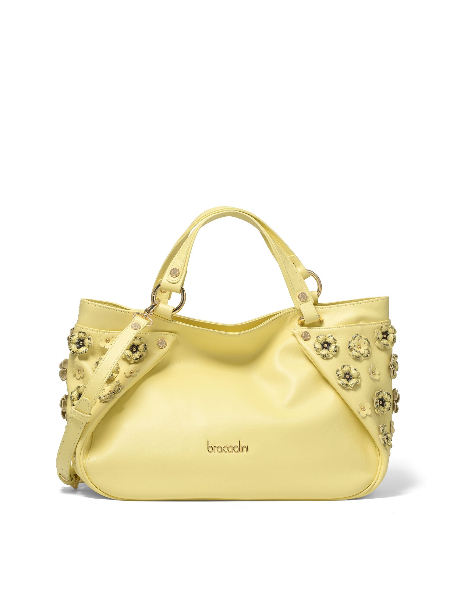 Iolara Lux Borsa a spalla da donna Vera pelle B17240-GIALLO Braccialini