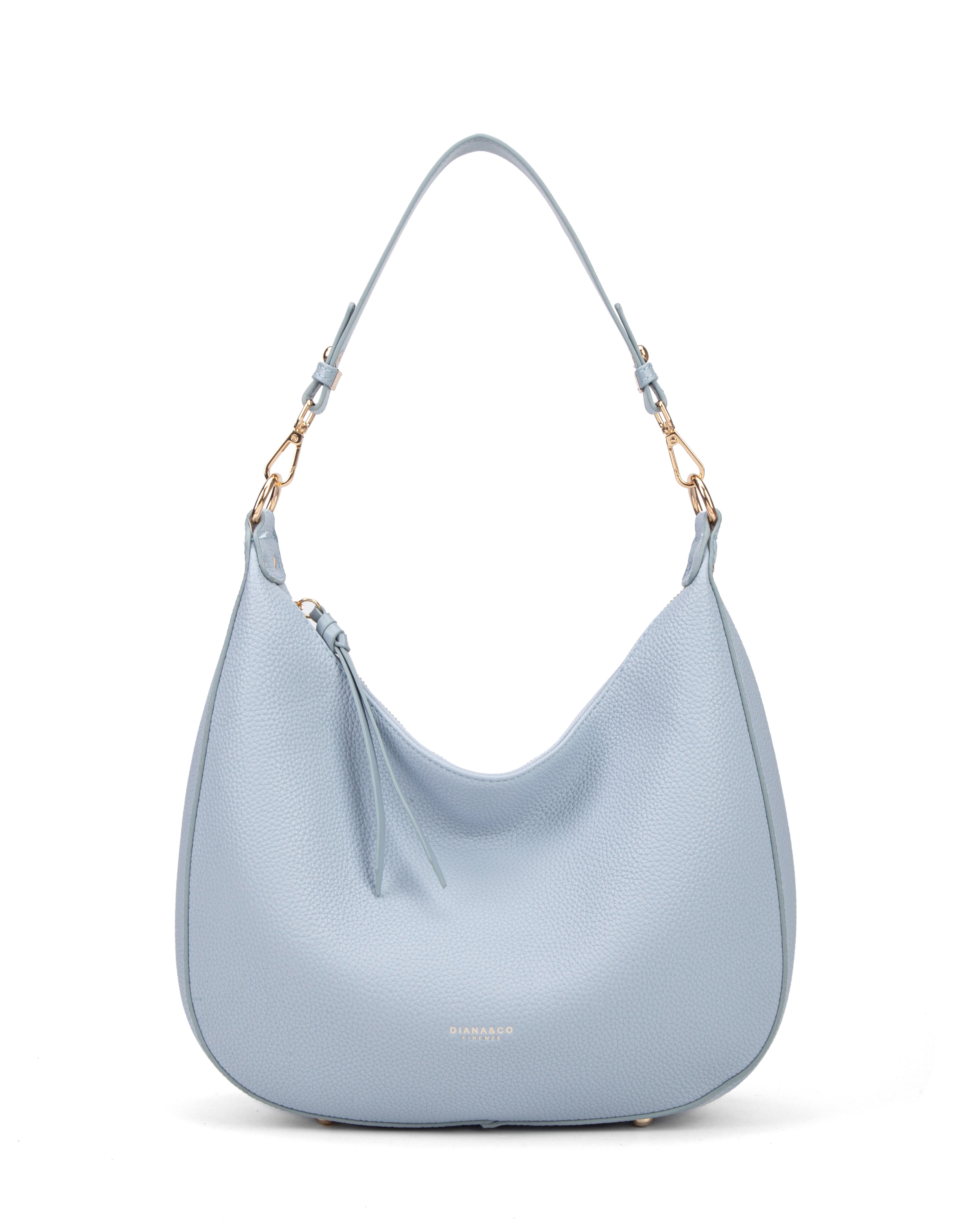 Borsa a spalla da donna 100% pelle vegana PU 715-1PT-LIGHTBLUE Diana&co